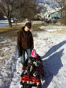 Nella's new wagon - a ride from GG and a whole lot of fun!  She loves to pull the wagon too!